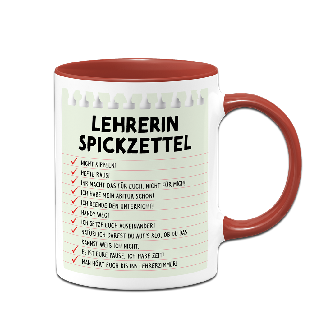 Tasse - Lehrerin Spickzettel