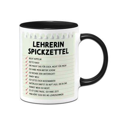 Tasse - Lehrerin Spickzettel
