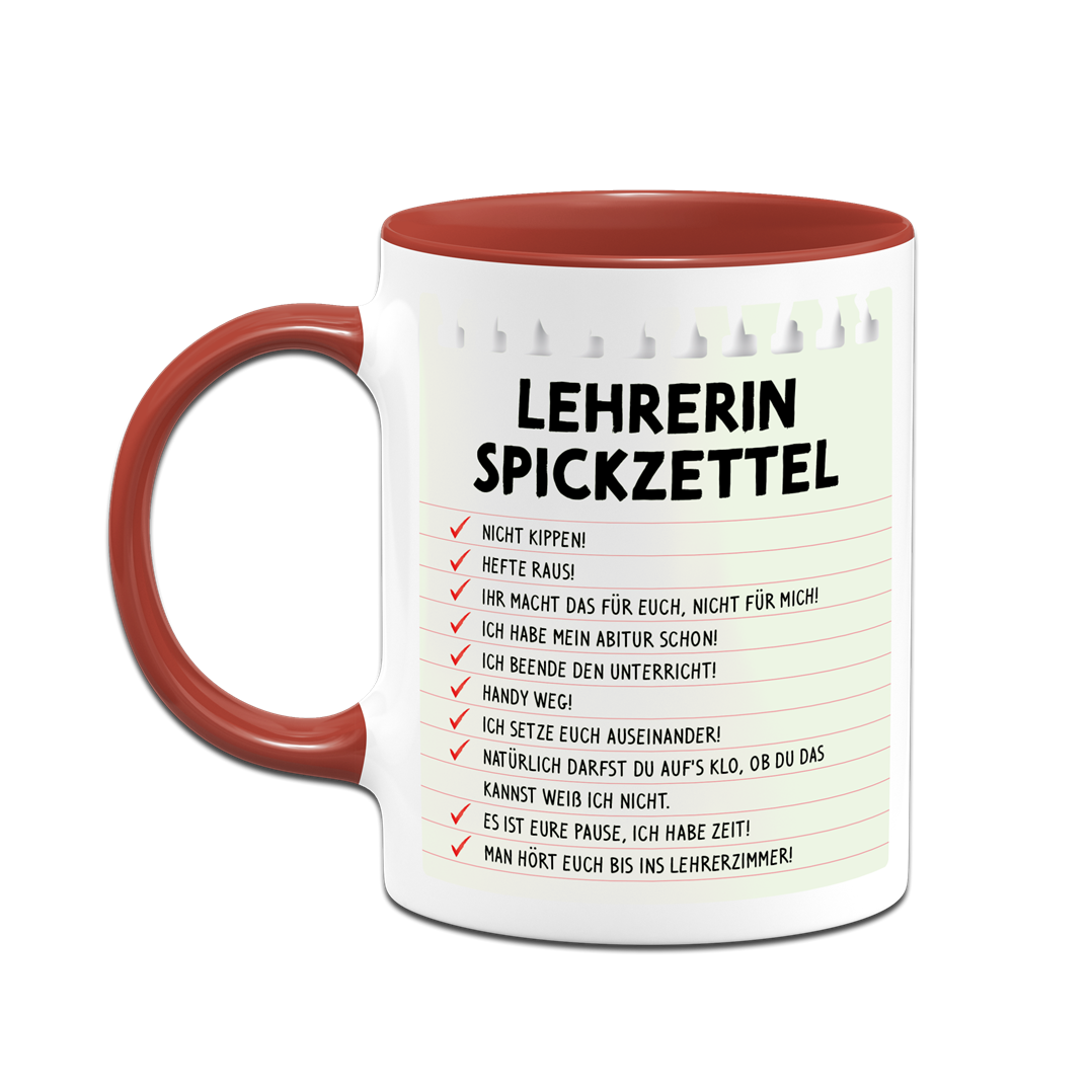 Tasse - Lehrerin Spickzettel