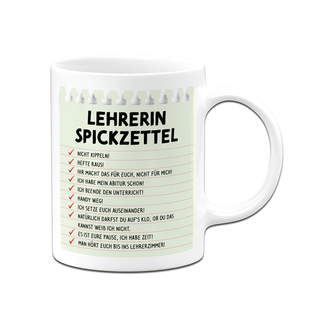 Tasse - Lehrerin Spickzettel