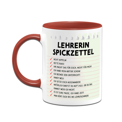 Tasse - Lehrerin Spickzettel