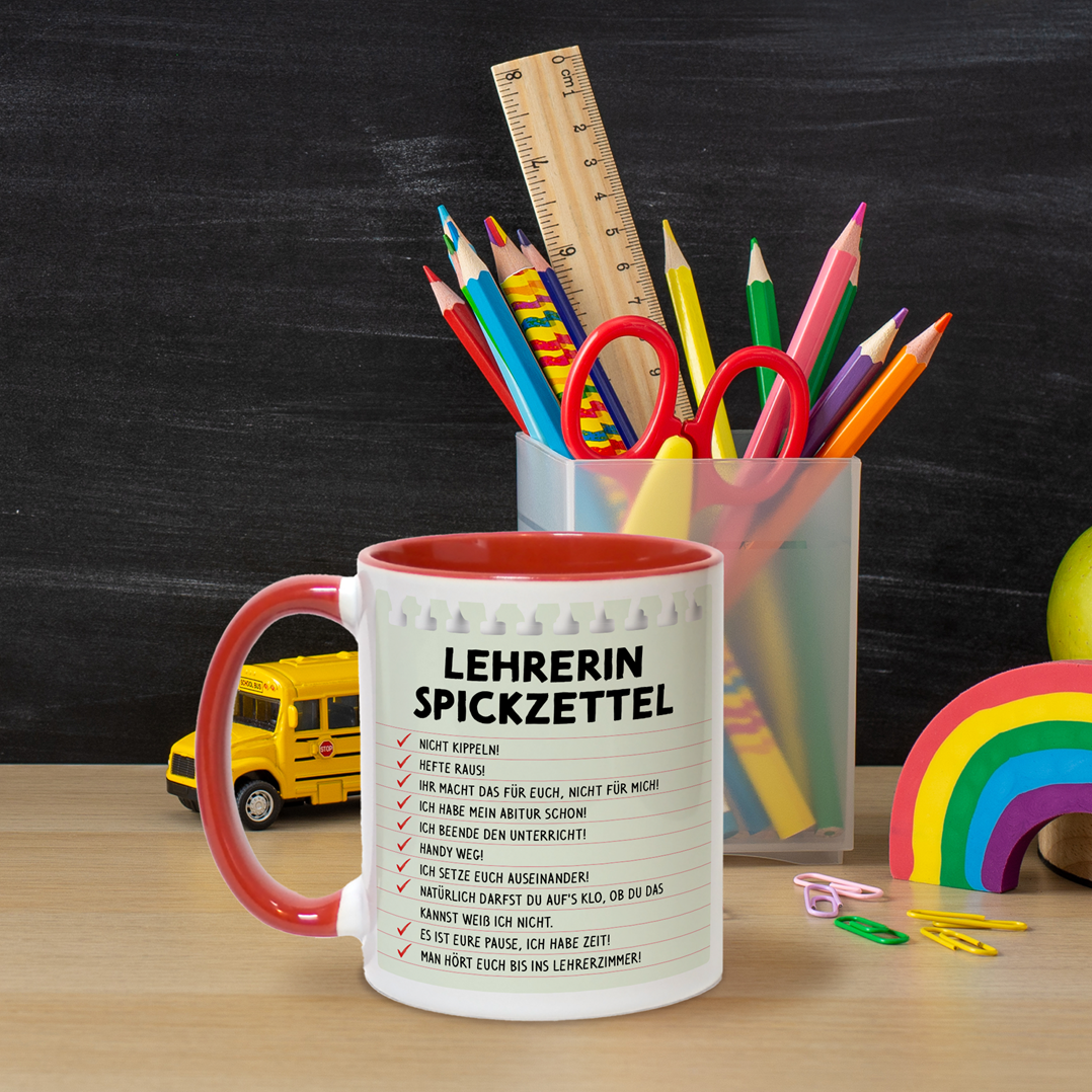 Tasse - Lehrerin Spickzettel