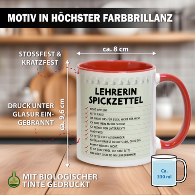 Tasse - Lehrerin Spickzettel