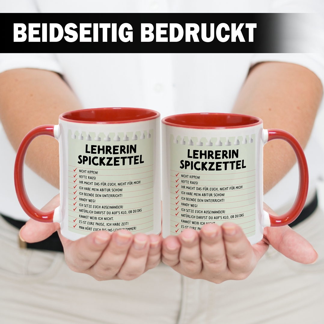 Tasse - Lehrerin Spickzettel