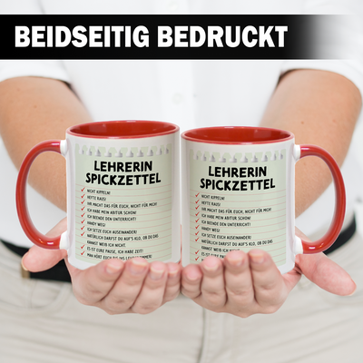 Tasse - Lehrerin Spickzettel