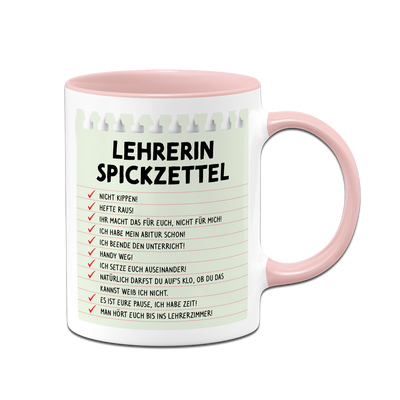 Tasse - Lehrerin Spickzettel