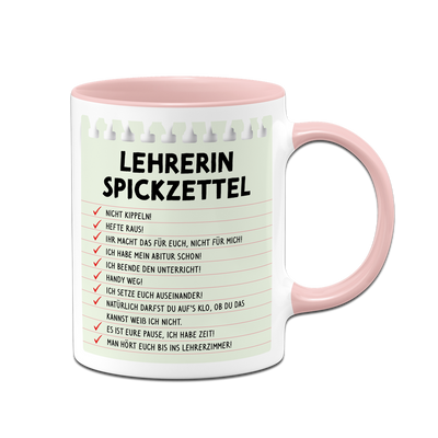 Tasse - Lehrerin Spickzettel