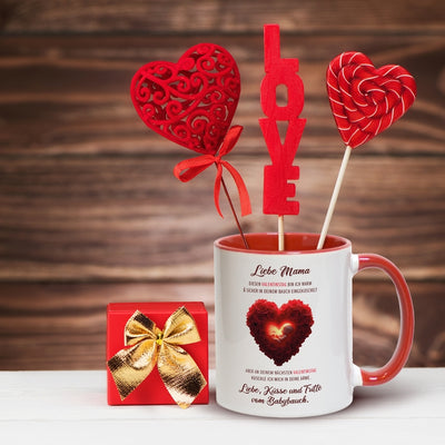 Tasse - Liebe Mama diesen Valentinstag bin ich noch in deinem Bauch