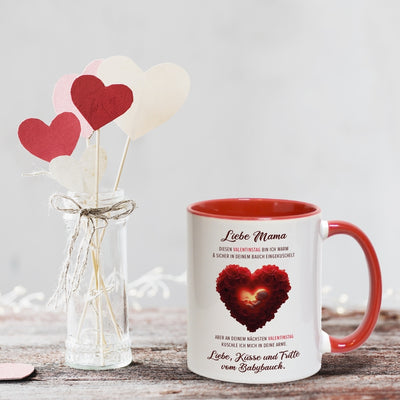 Tasse - Liebe Mama diesen Valentinstag bin ich noch in deinem Bauch