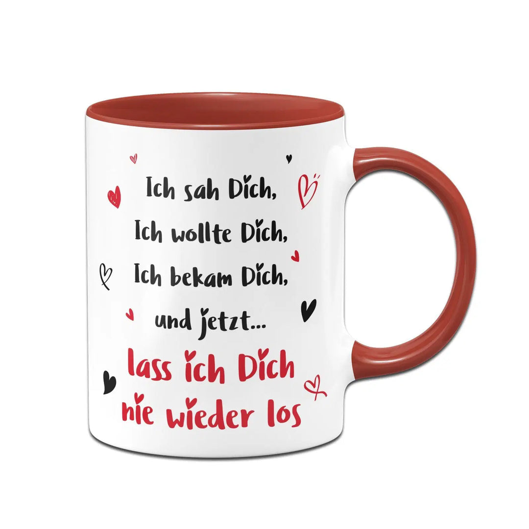 Personalisiertes Tassen-Geschenk Mit Namen – „Keine Sorge Schatz“-Spruch, Weiß-innen-rot, 325 Ml