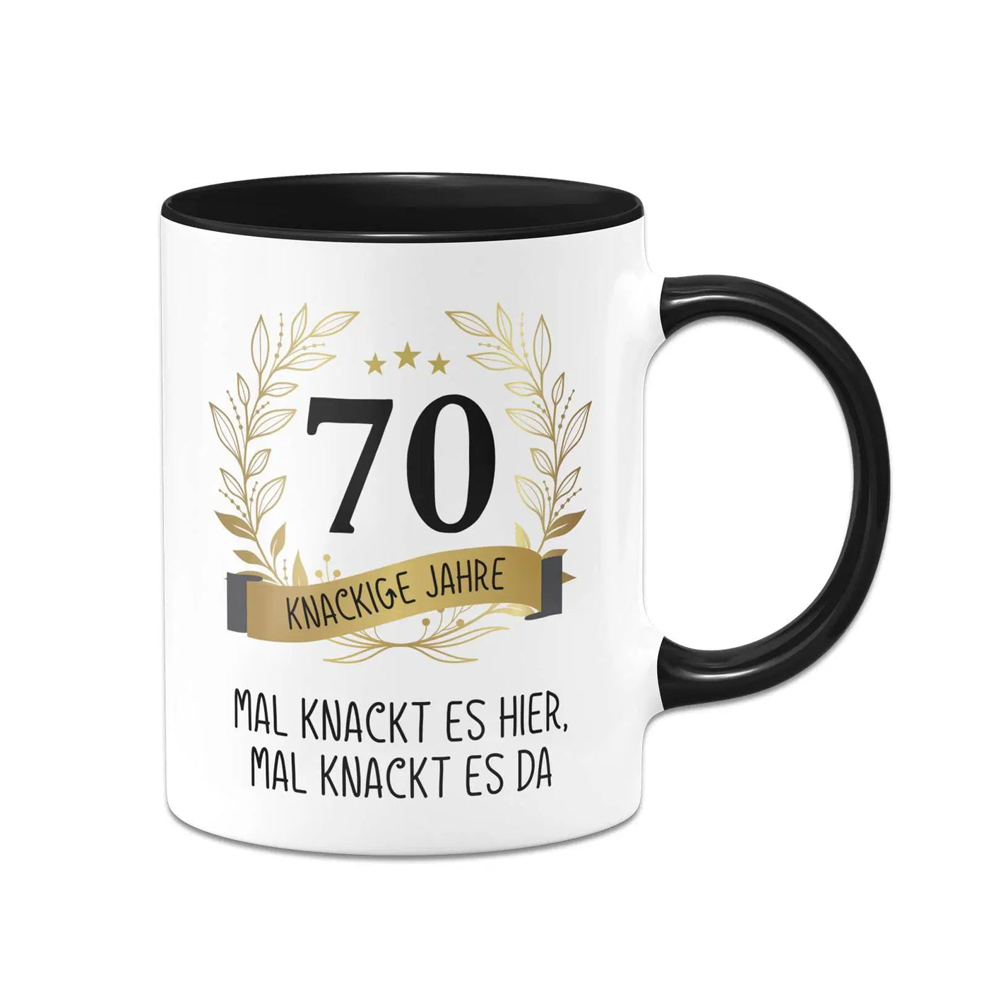 Bild: Tasse - Mal knackt es hier, mal knackt es da - Zahl - knackige Jahre (runder Geburtstag) Geschenkidee