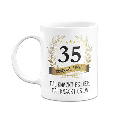 Bild: Tasse - Mal knackt es hier, mal knackt es da - Zahl - knackige Jahre (runder Geburtstag) Geschenkidee