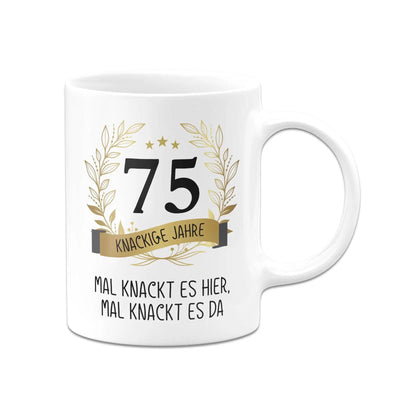 Bild: Tasse - Mal knackt es hier, mal knackt es da - Zahl - knackige Jahre (runder Geburtstag) Geschenkidee