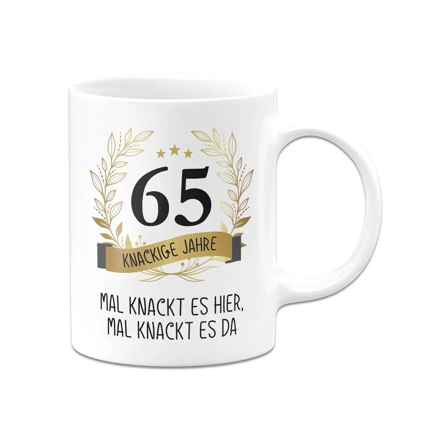 Bild: Tasse - Mal knackt es hier, mal knackt es da - Zahl - knackige Jahre (runder Geburtstag) Geschenkidee