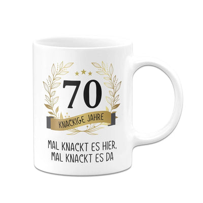 Bild: Tasse - Mal knackt es hier, mal knackt es da - Zahl - knackige Jahre (runder Geburtstag) Geschenkidee