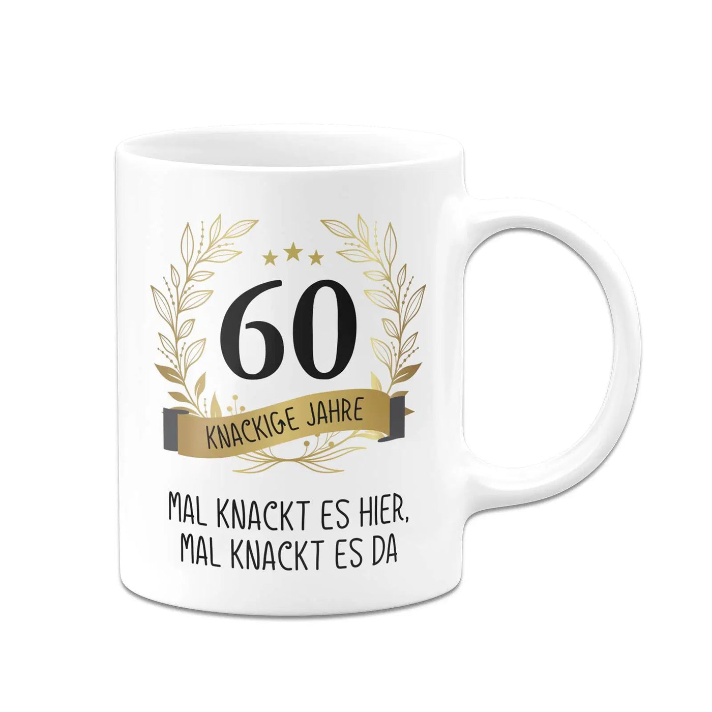 Bild: Tasse - Mal knackt es hier, mal knackt es da - Zahl - knackige Jahre (runder Geburtstag) Geschenkidee