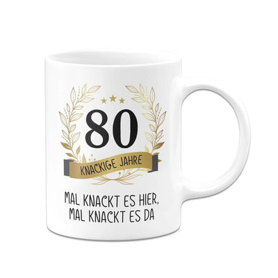 Bild: Tasse - Mal knackt es hier, mal knackt es da - Zahl - knackige Jahre (runder Geburtstag) Geschenkidee