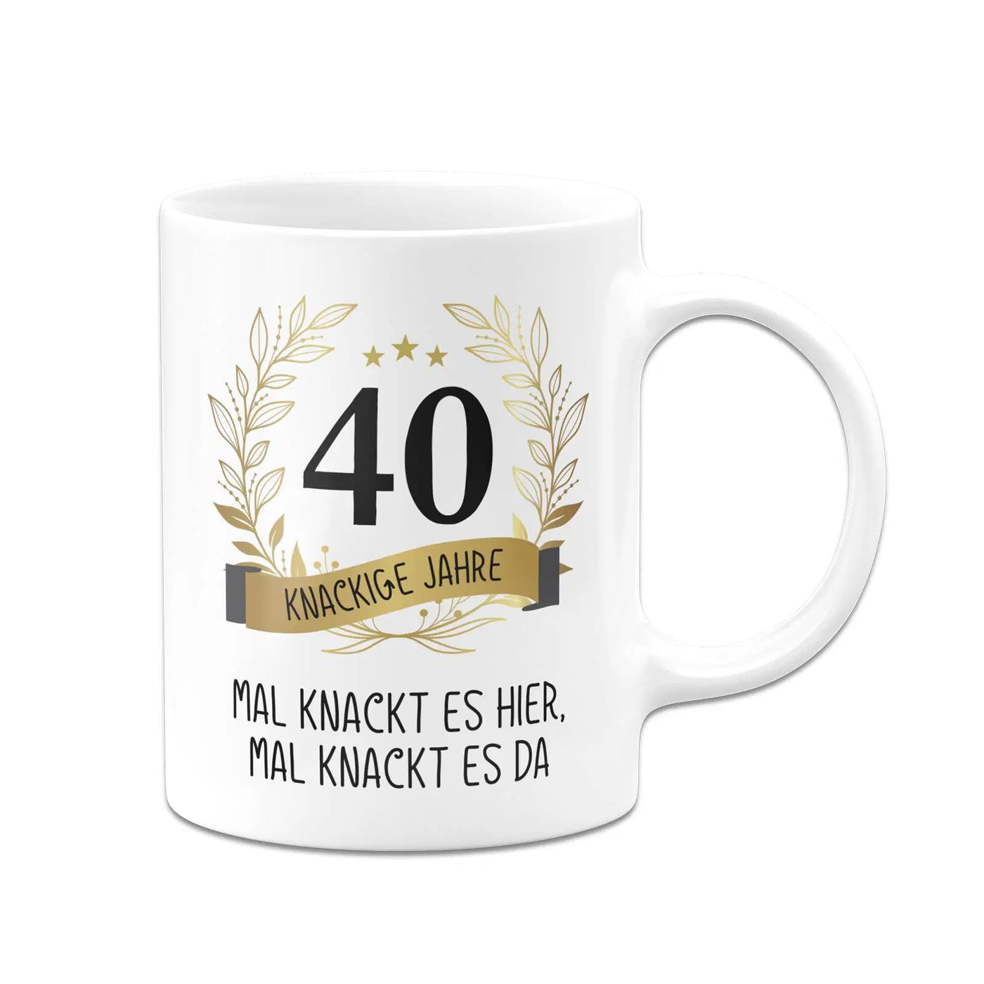 Bild: Tasse - Mal knackt es hier, mal knackt es da - Zahl - knackige Jahre (runder Geburtstag) Geschenkidee