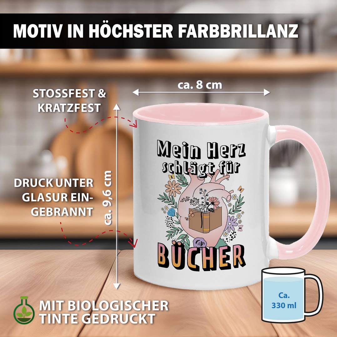 Tasse - Mein Herz schlägt für Bücher