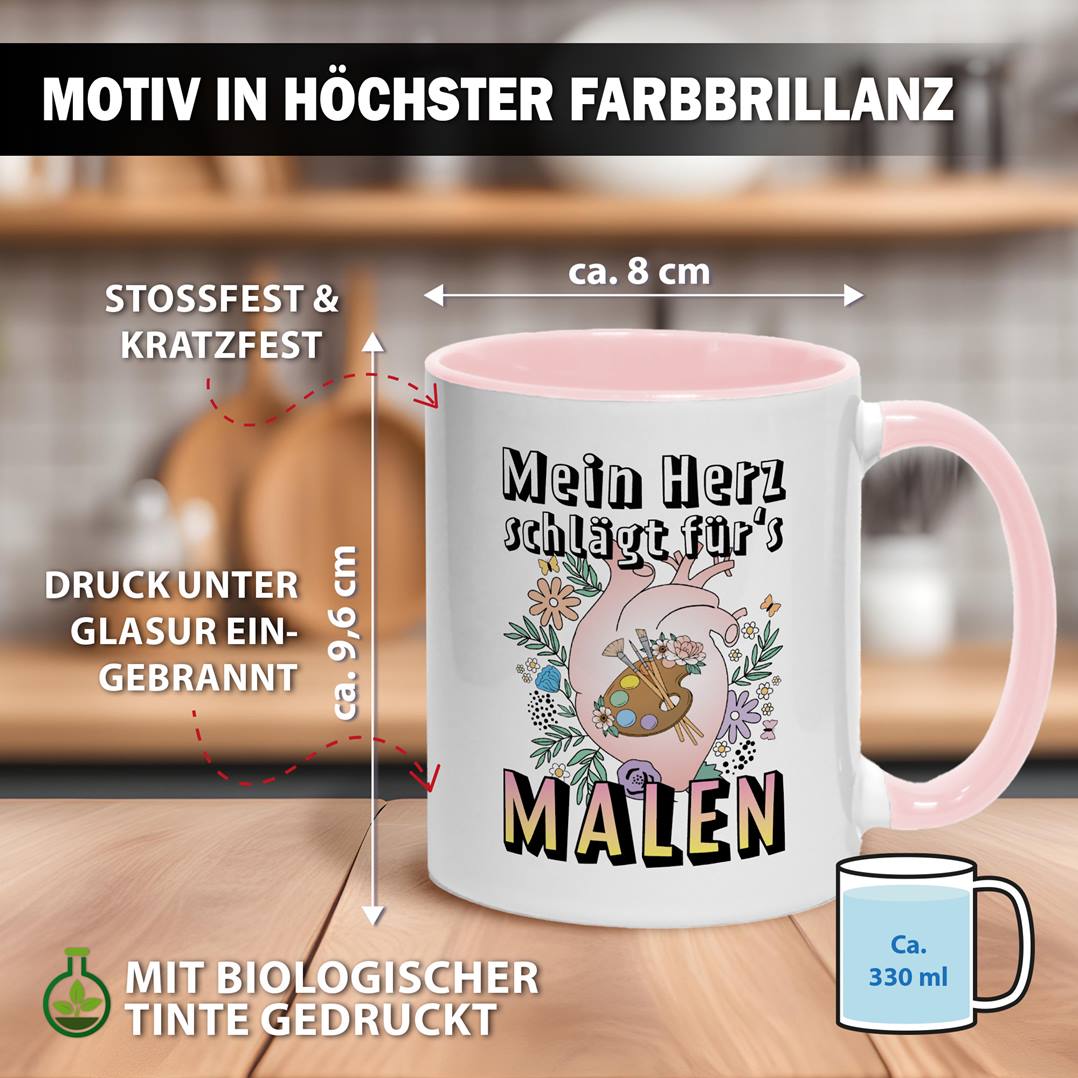 Tasse - Mein Herz schlägt für's Malen