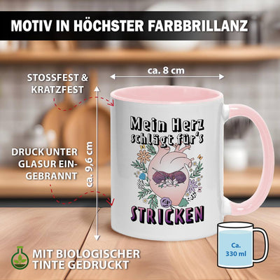 Tasse - Mein Herz schlägt für's Stricken