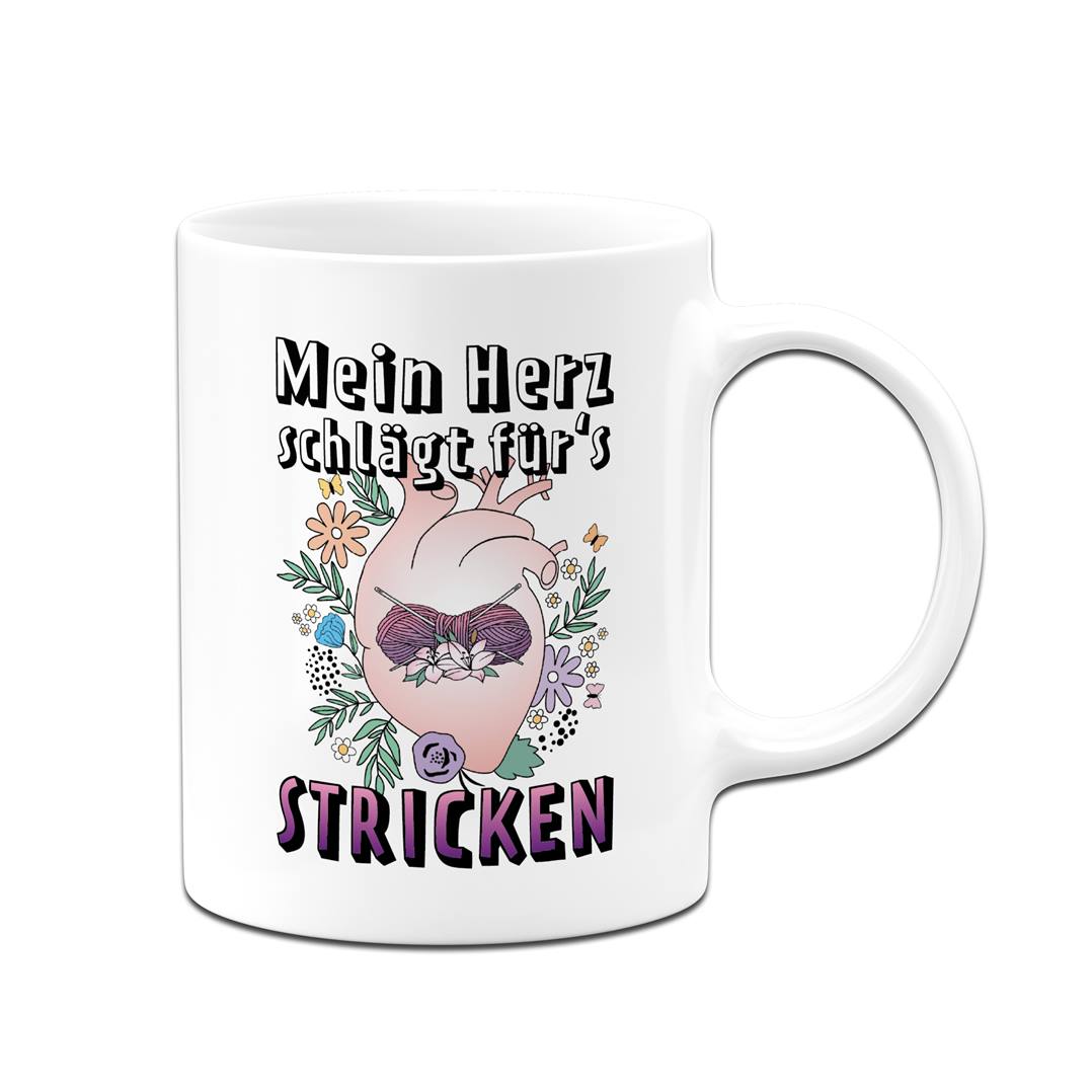 Tasse - Mein Herz schlägt für's Stricken