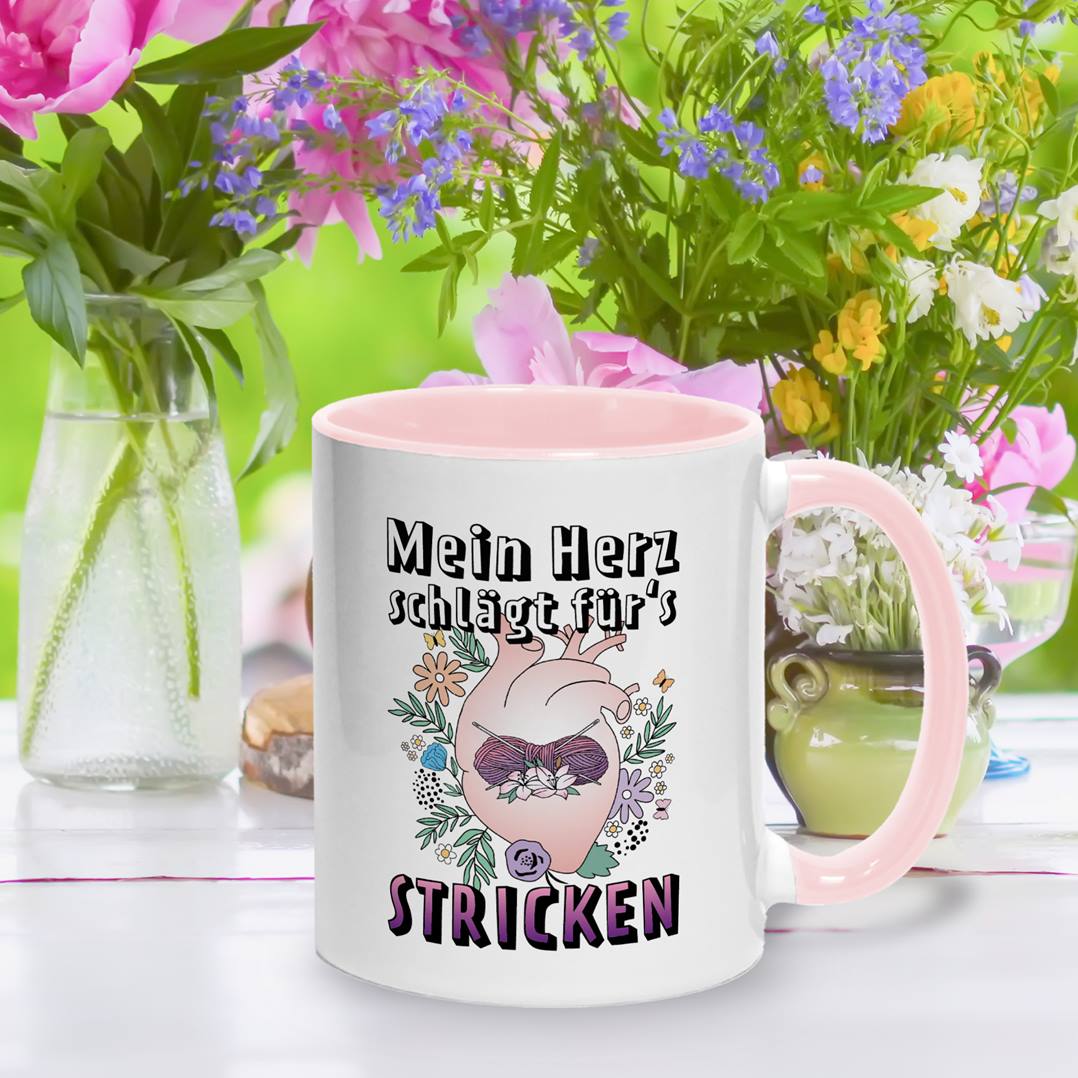Tasse - Mein Herz schlägt für's Stricken