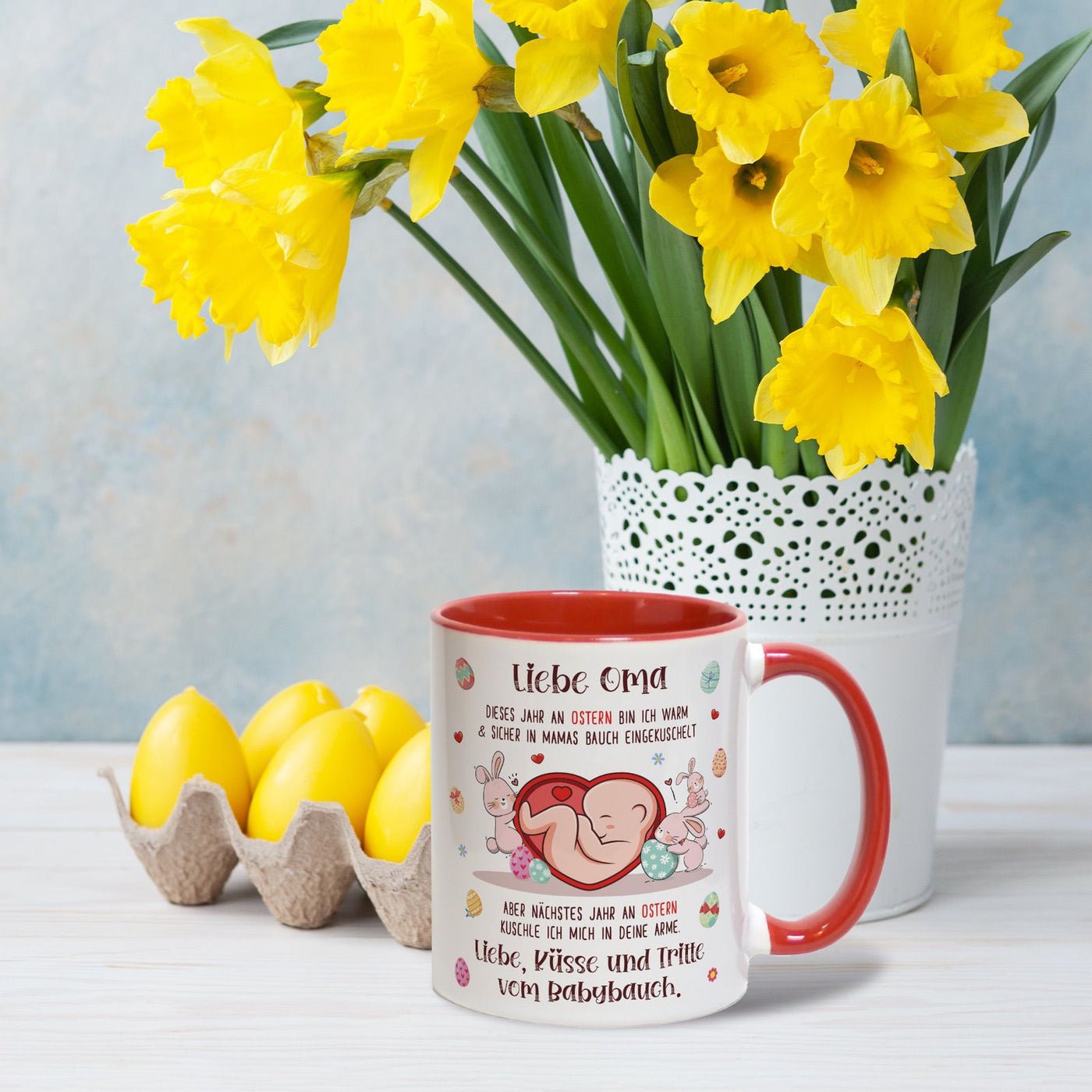 Tasse - Liebe Oma dieses Ostern bin ich noch in Mamas Bauch