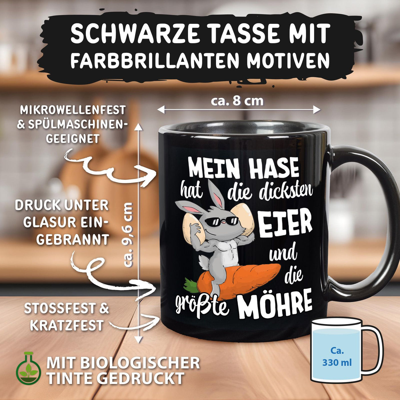 Hasen Tasse - Mein Hase hat die dicksten Eier und die größte Möhre - BL