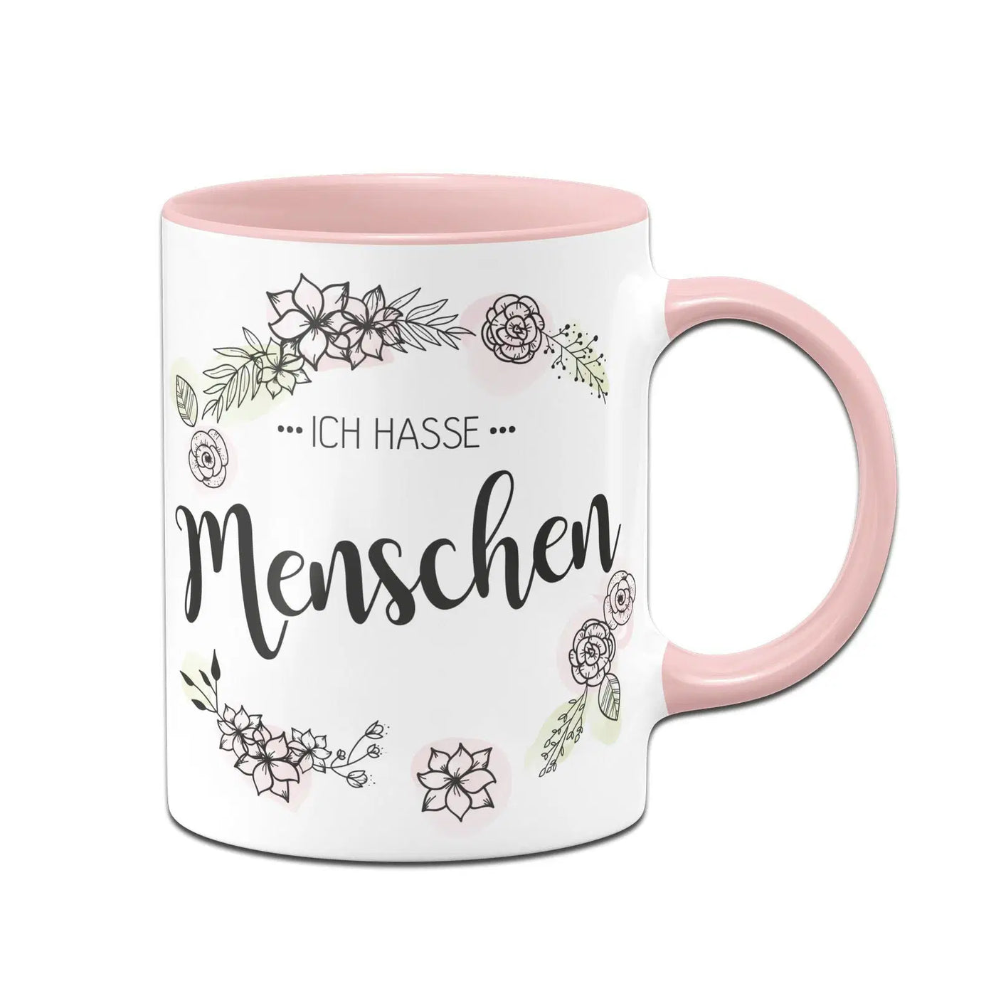 Bild: Tasse - Ich hasse Menschen Blumenkranz Geschenkidee