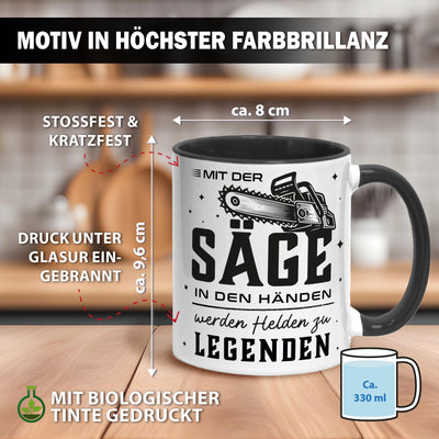Kettensägen Tasse - Mit der Säge in den Händen werden Helden zu Legenden