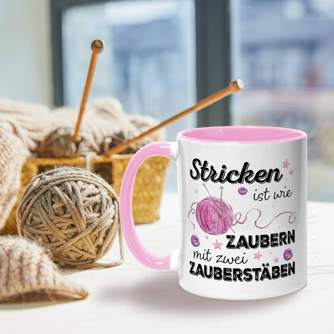 Tasse Mit Spruch „Stricken Ist Wie Zaubern“ – Lustige Geschenkidee Für Strickerinnen, 330 Ml, Spülmaschinenfest