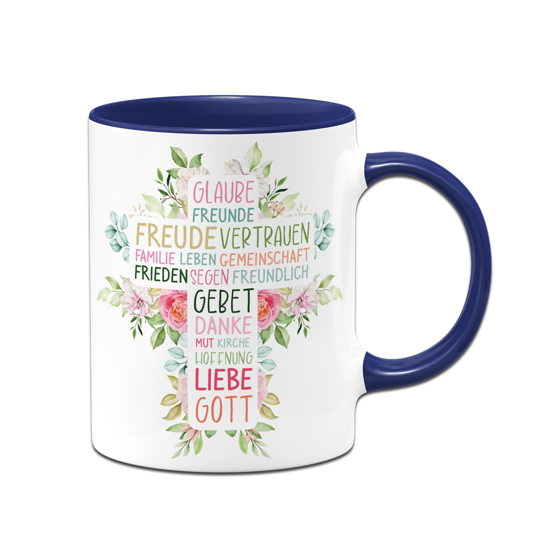 Tasse - Wort-Kreuz (Werte, Liebe, Glaube, Gott)