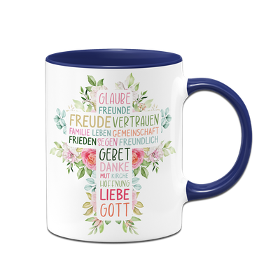 Tasse - Wort-Kreuz (Werte, Liebe, Glaube, Gott)