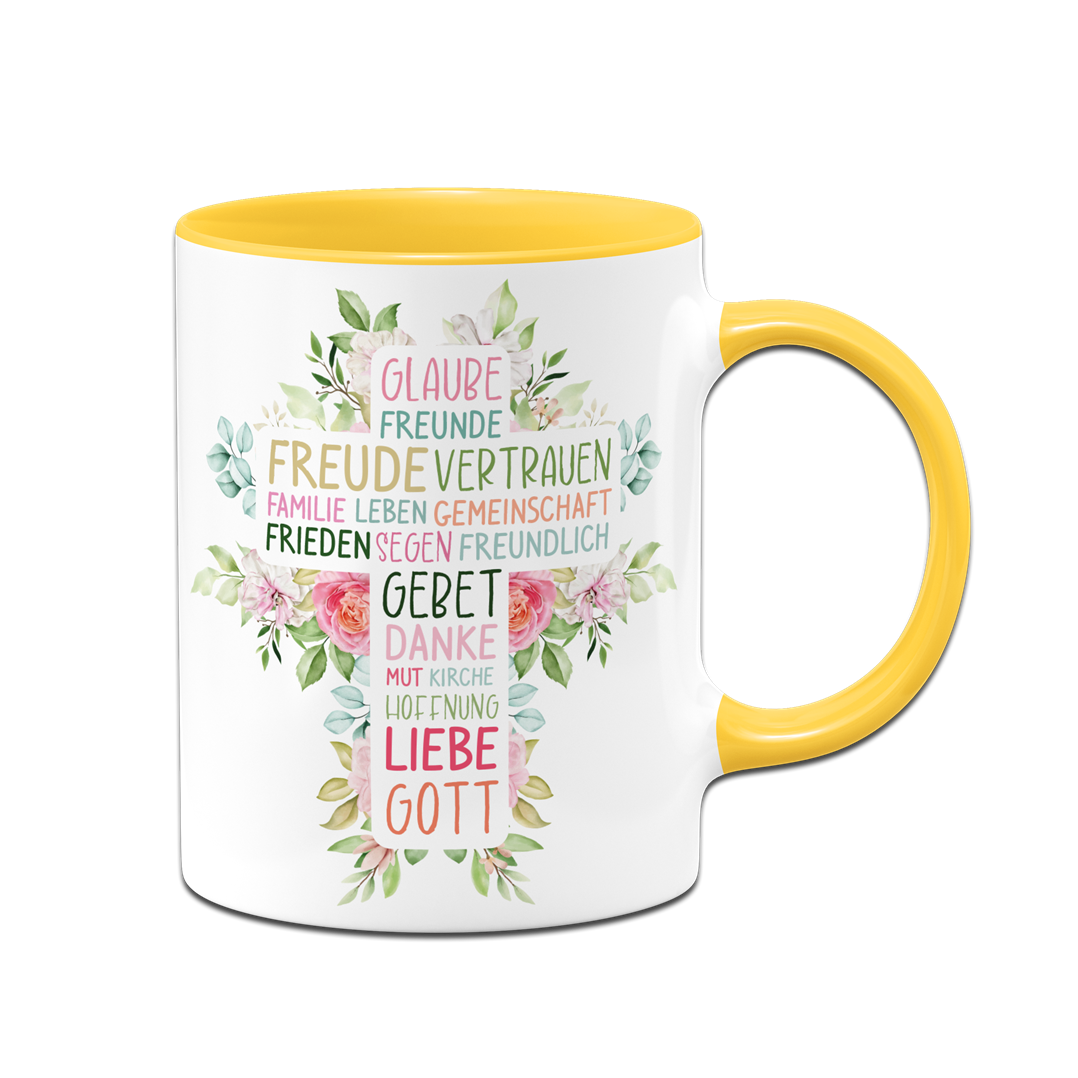 Tasse - Wort-Kreuz (Werte, Liebe, Glaube, Gott)