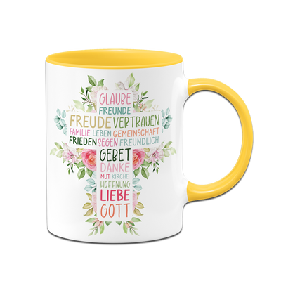 Tasse - Wort-Kreuz (Werte, Liebe, Glaube, Gott)