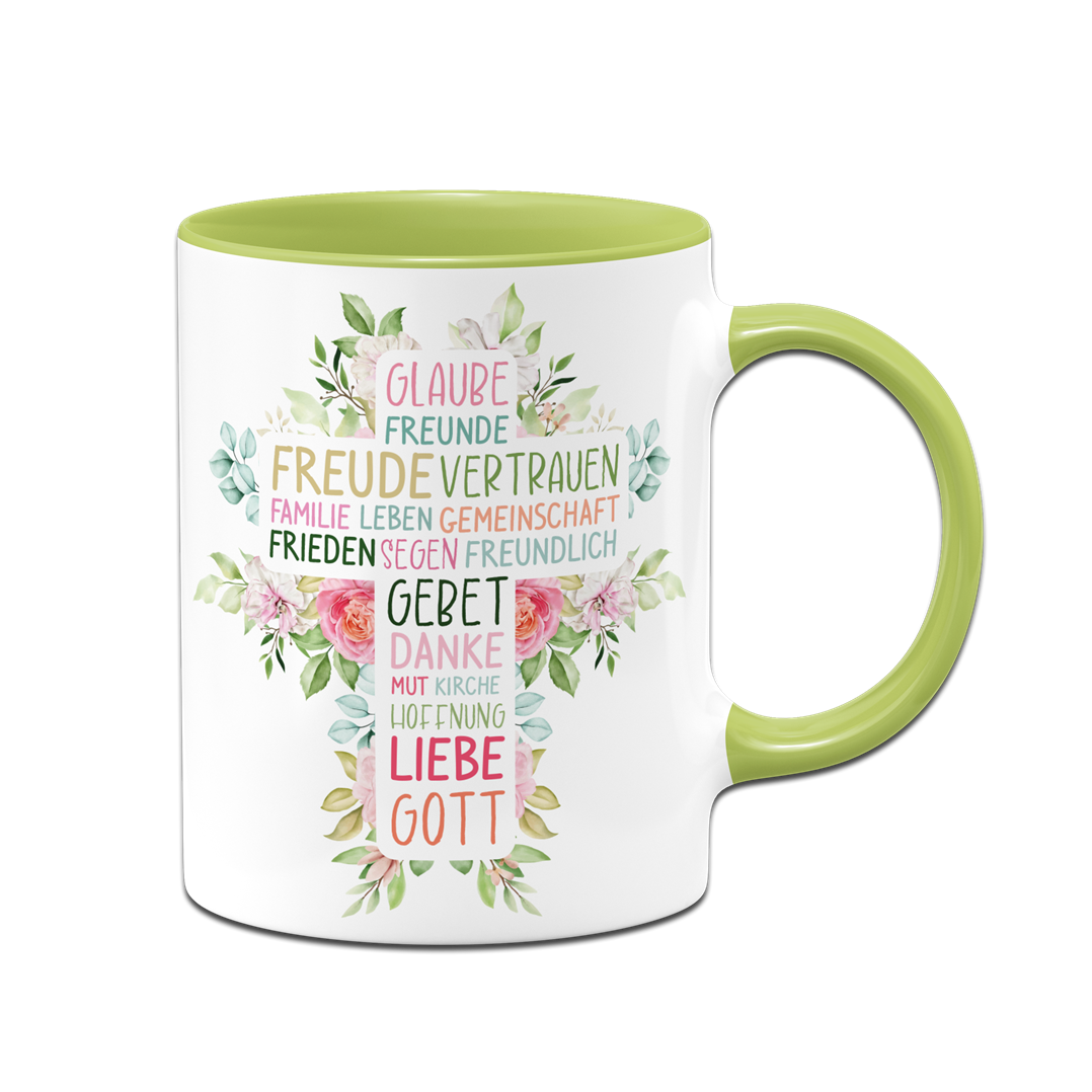 Tasse - Wort-Kreuz (Werte, Liebe, Glaube, Gott)