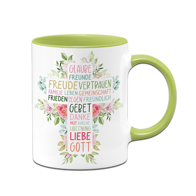 Tasse - Wort-Kreuz (Werte, Liebe, Glaube, Gott)