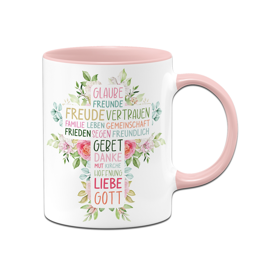 Tasse - Wort-Kreuz (Werte, Liebe, Glaube, Gott)
