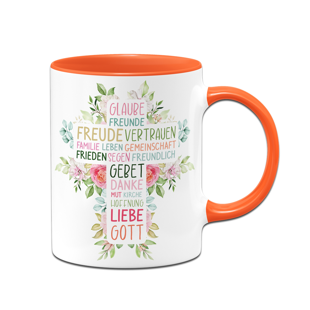 Tasse - Wort-Kreuz (Werte, Liebe, Glaube, Gott)
