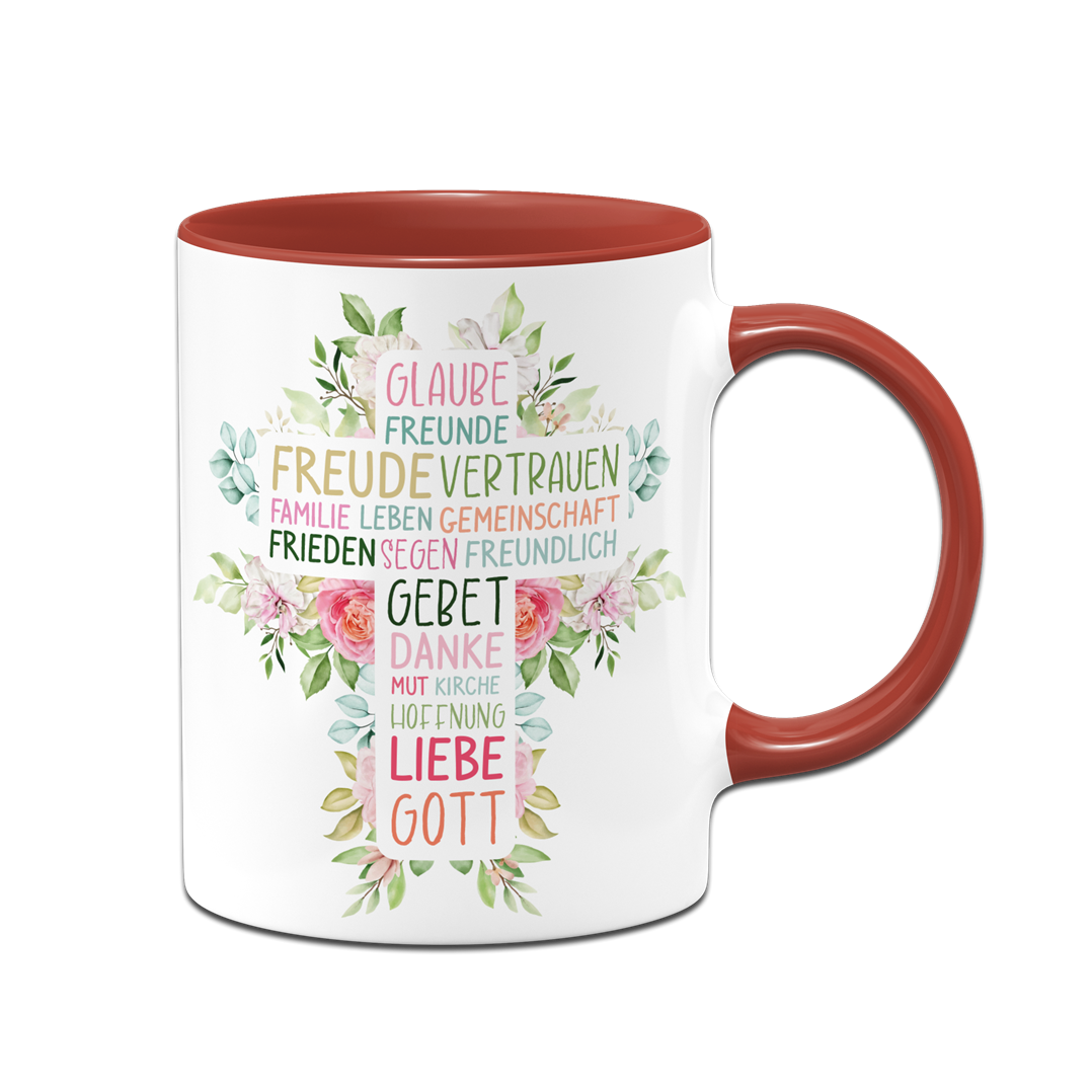 Tasse - Wort-Kreuz (Werte, Liebe, Glaube, Gott)