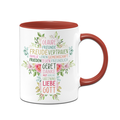 Tasse - Wort-Kreuz (Werte, Liebe, Glaube, Gott)