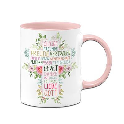 Tasse - Wort-Kreuz (Werte, Liebe, Glaube, Gott)