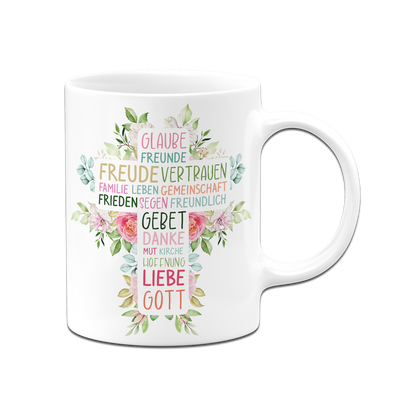 Tasse - Wort-Kreuz (Werte, Liebe, Glaube, Gott)
