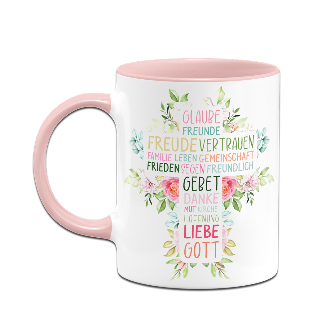 Tasse - Wort-Kreuz (Werte, Liebe, Glaube, Gott)