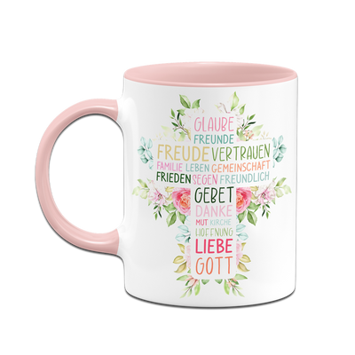 Tasse - Wort-Kreuz (Werte, Liebe, Glaube, Gott)