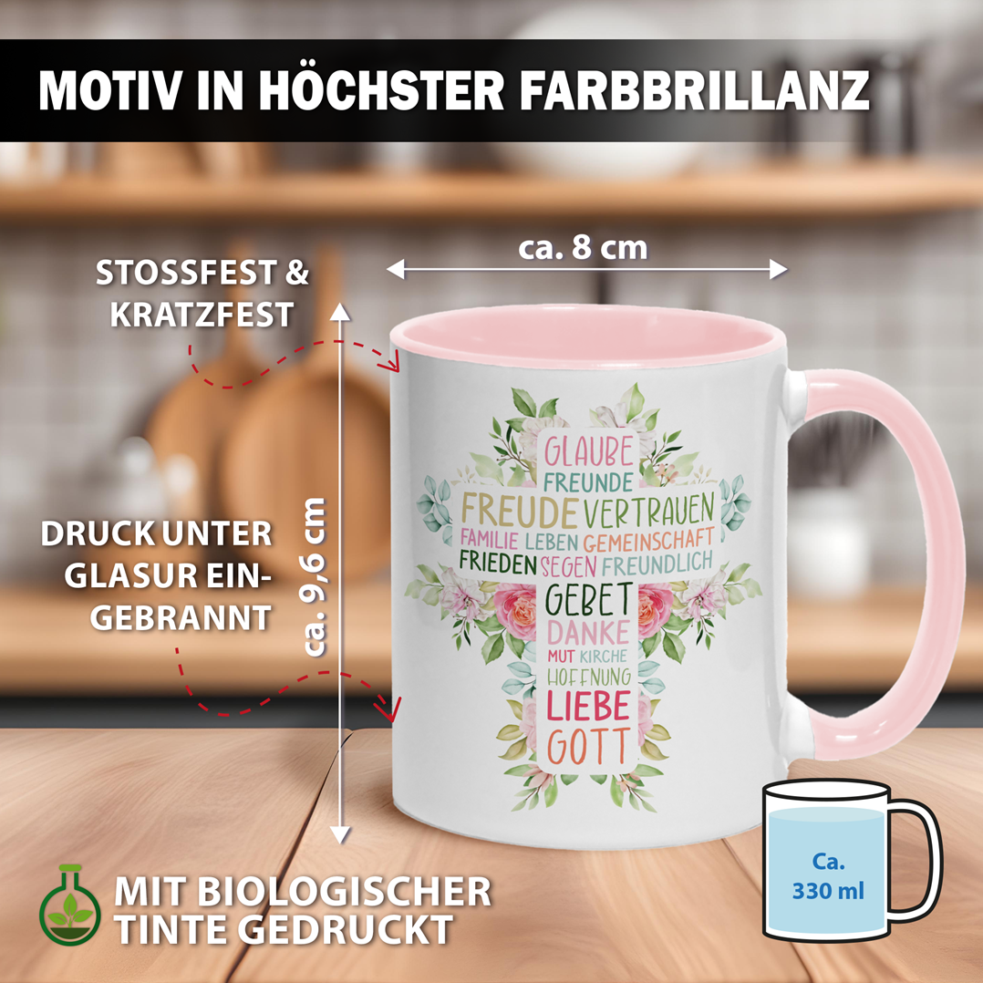 Tasse - Wort-Kreuz (Werte, Liebe, Glaube, Gott)