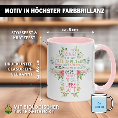 Tasse - Wort-Kreuz (Werte, Liebe, Glaube, Gott)