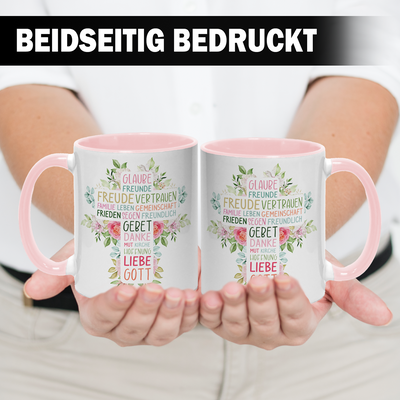 Tasse - Wort-Kreuz (Werte, Liebe, Glaube, Gott)