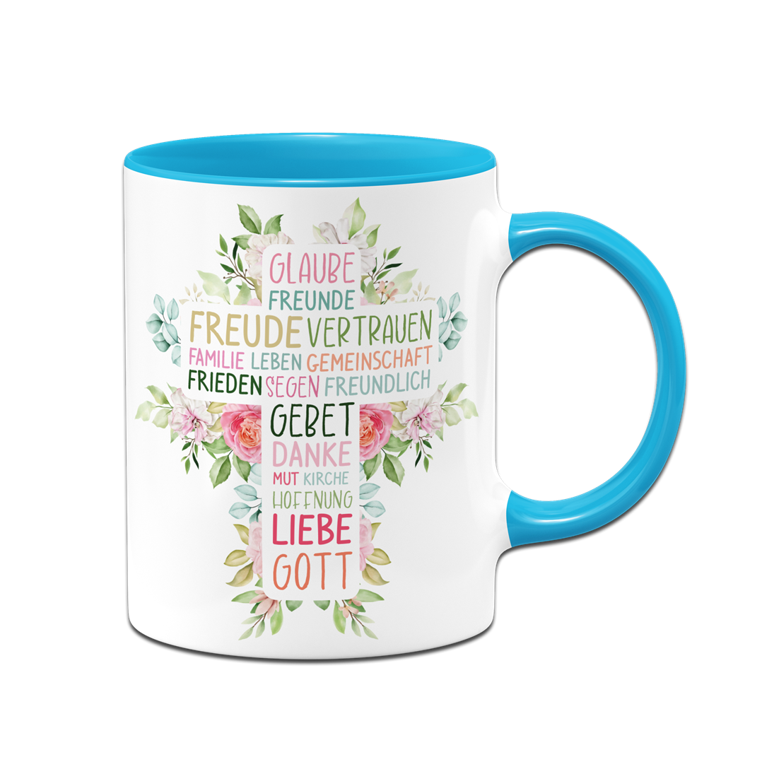 Tasse - Wort-Kreuz (Werte, Liebe, Glaube, Gott)